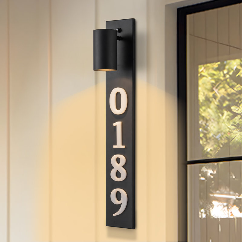 Applique murale d'extérieur noire Dusk To Dawn avec numéros de porte optionnels et ampoule incluse