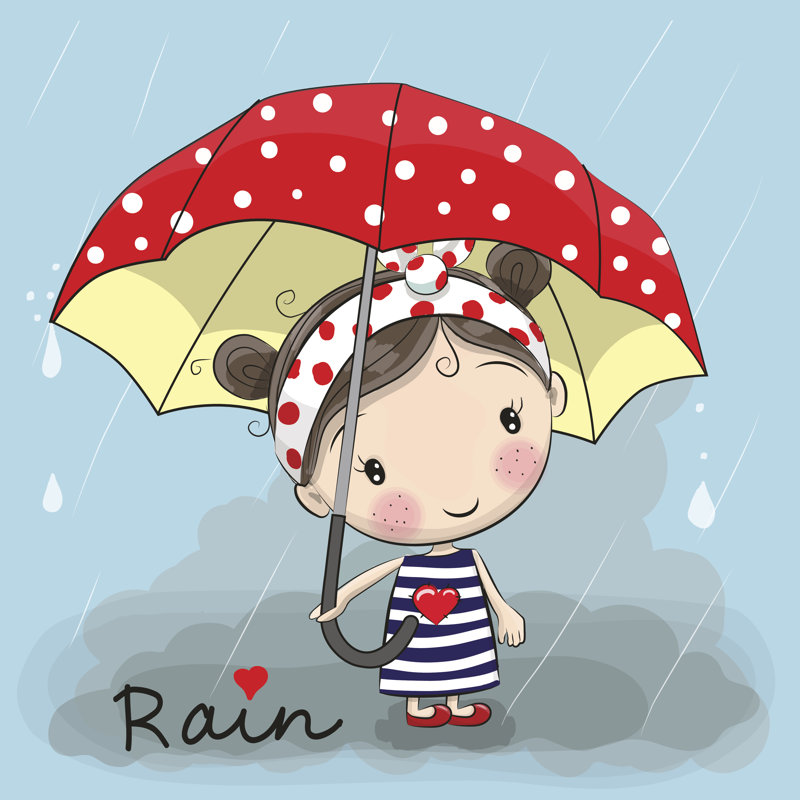Cute Cartoon Girl - Wrapped Canvas Print, 30cm H x 30cm W x 3.8cm D