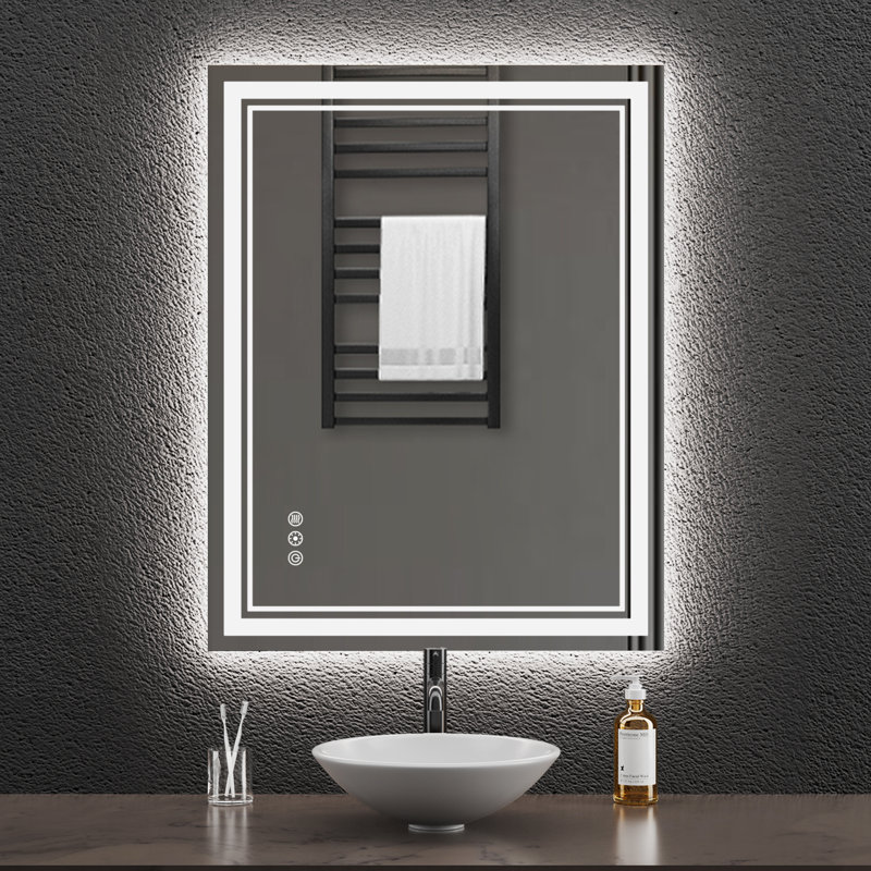 Anti Fog LED Bathroom Mirror 3 Colors Dimmable Vanity Mirror with Back and Front Lighting, 36" x 28"