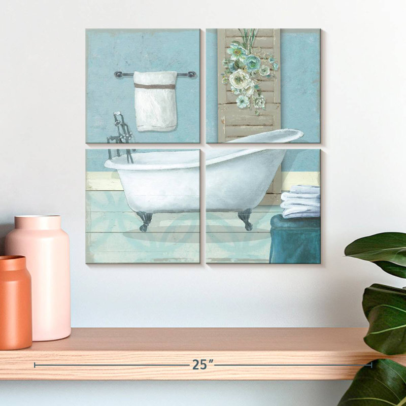 Kerrick Teal Bath I, 18" H x 18" W
