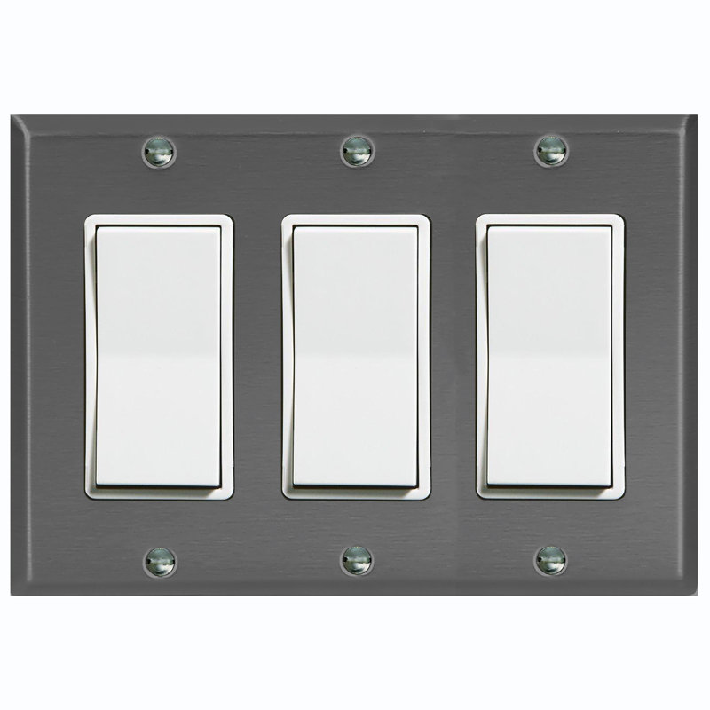 Plain Dark Gray 3 - Gang Rocker Standard Wall Plate