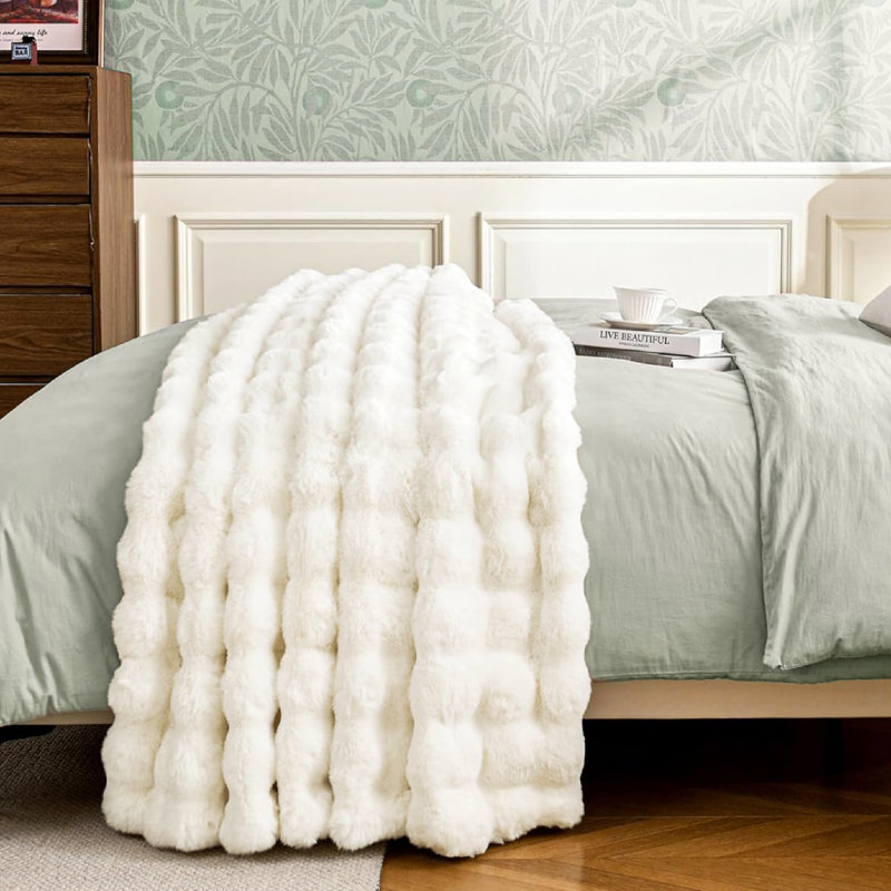 Jeté réversible Haalan Cozy, Chair rose, Grand lit