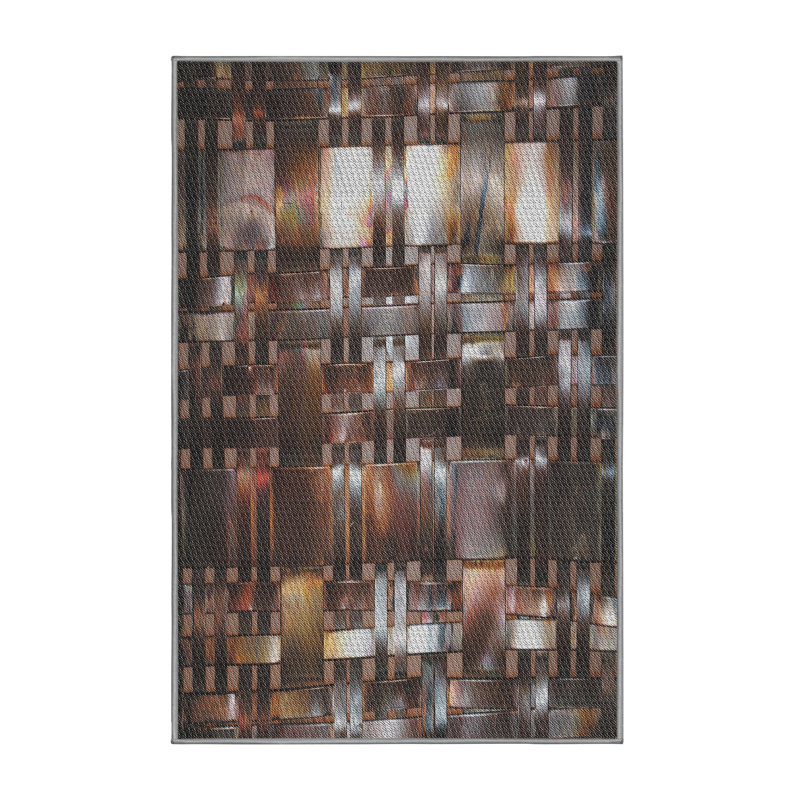 Tapis brun/noir tissé à la machine, Rectangle 4 pi x 6 pi
