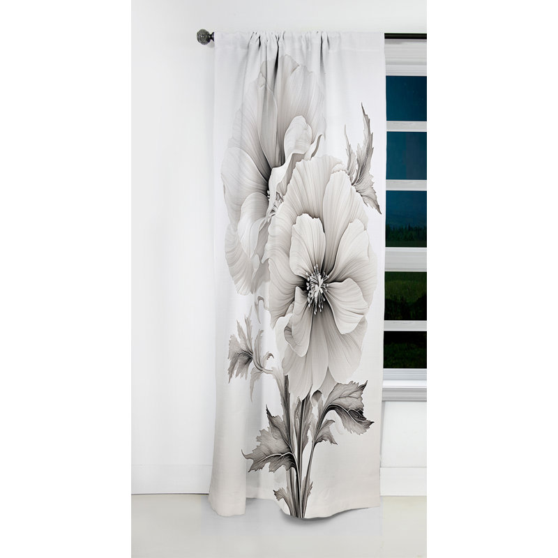 Goodell - Rideau à motif d'hibiscus - Rideau occultant à motif floral - 1 panneau, L 52 po x L 120 po