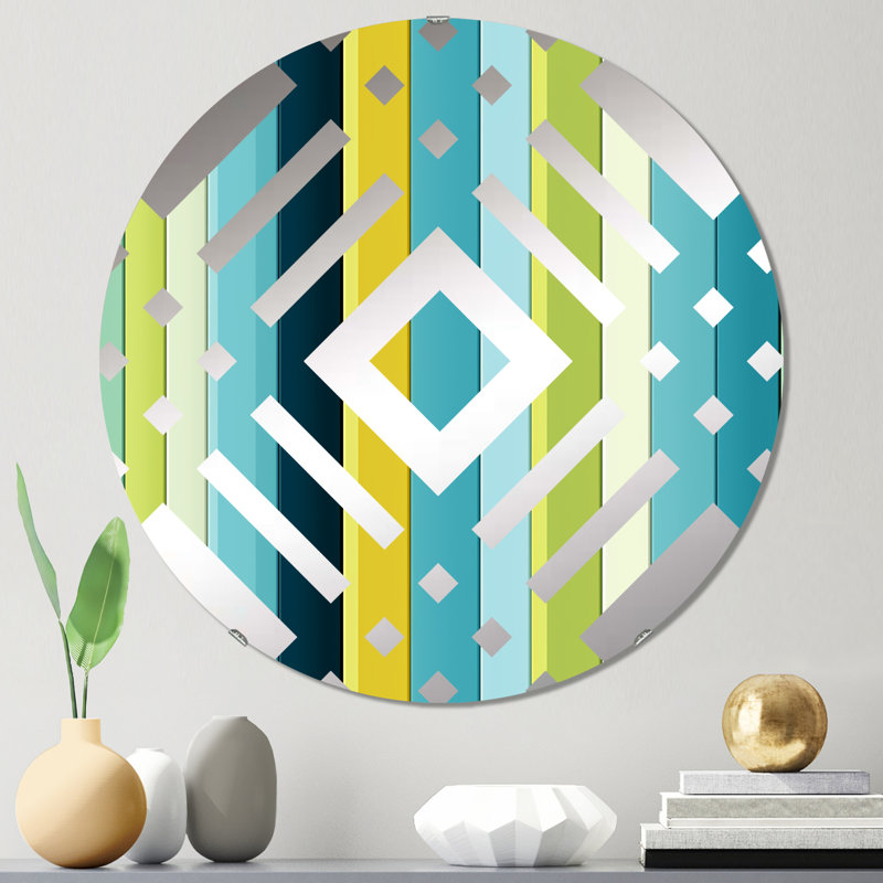 Miroir décoratif à rayures vertes et jaunes Harmony, 23,6 po x 23,6 po