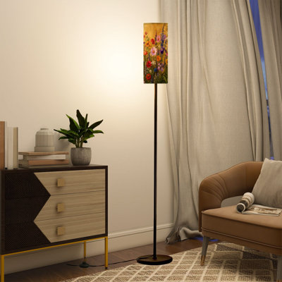 Grande lampe moderne sur pied avec télécommande à DEL à intensité variable, abat-jour réglable pré floral pour salon, chambre à coucher, bureau