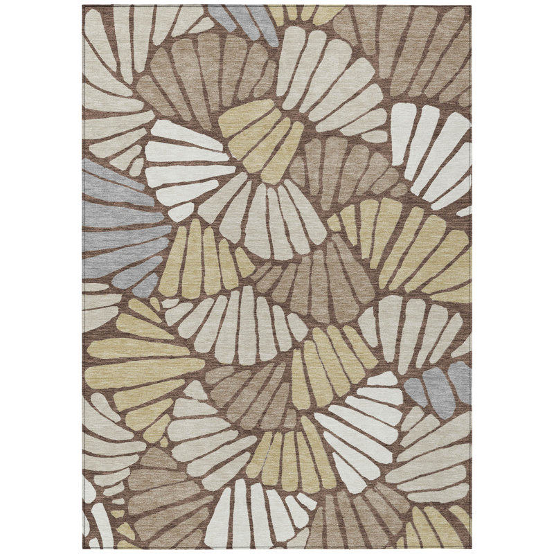 Machine Washable Indoor/Outdoor Jozwiak ACN2384 Floral Rug, Rectangle 9' x 12'