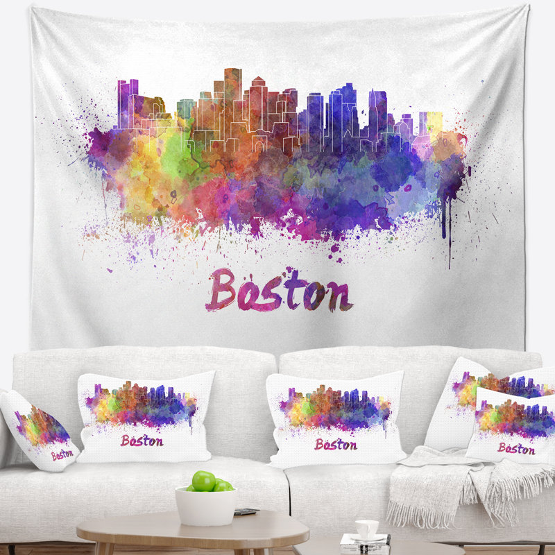 Boston skyline tapisserie Cityscape, H 32 po x l 39 po