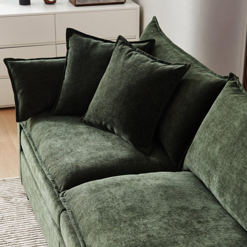 Canapé modulaire en L modulaire, Chenille verte