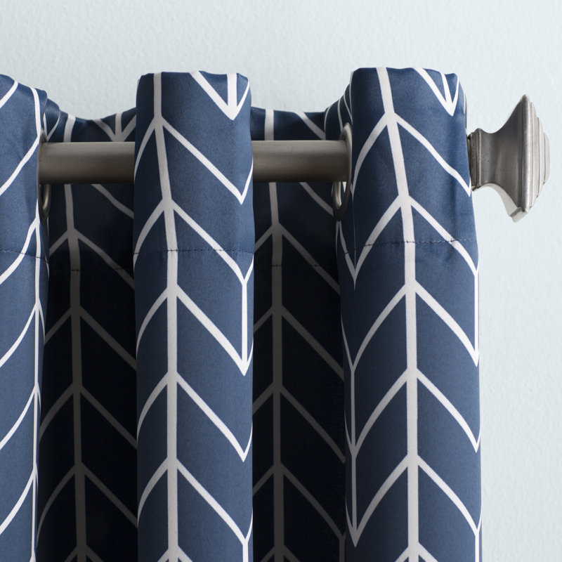 Polyester Chevron Blackout Curtain Panel - Basics by Wayfair™, Navy, 40" W x 95" L