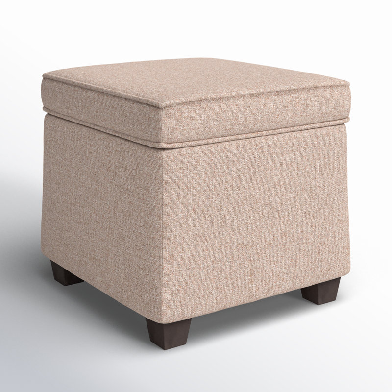 Borowski Upholstered Ottoman, Dark Brown, Beige
