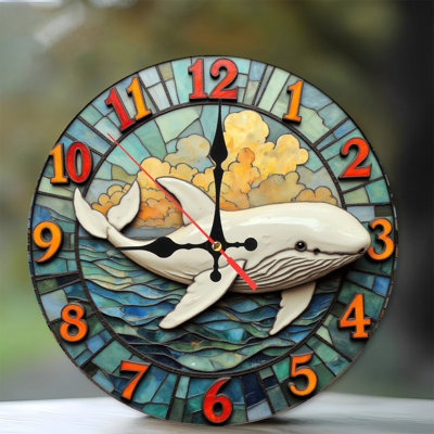 Horloge murale 10 po en MDF rond avec mouvement à quartz silencieux et crochet sans perceuse (piles AA non incluses)