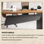 Bureau en bois de pin massif brun incurvé en forme de L, bureau de luxe moderne avec rangement-646747905