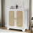Rattan Sideboard Buffet Storage Cabinet with Solid Wood Legs and Anti-Tipping Kit
