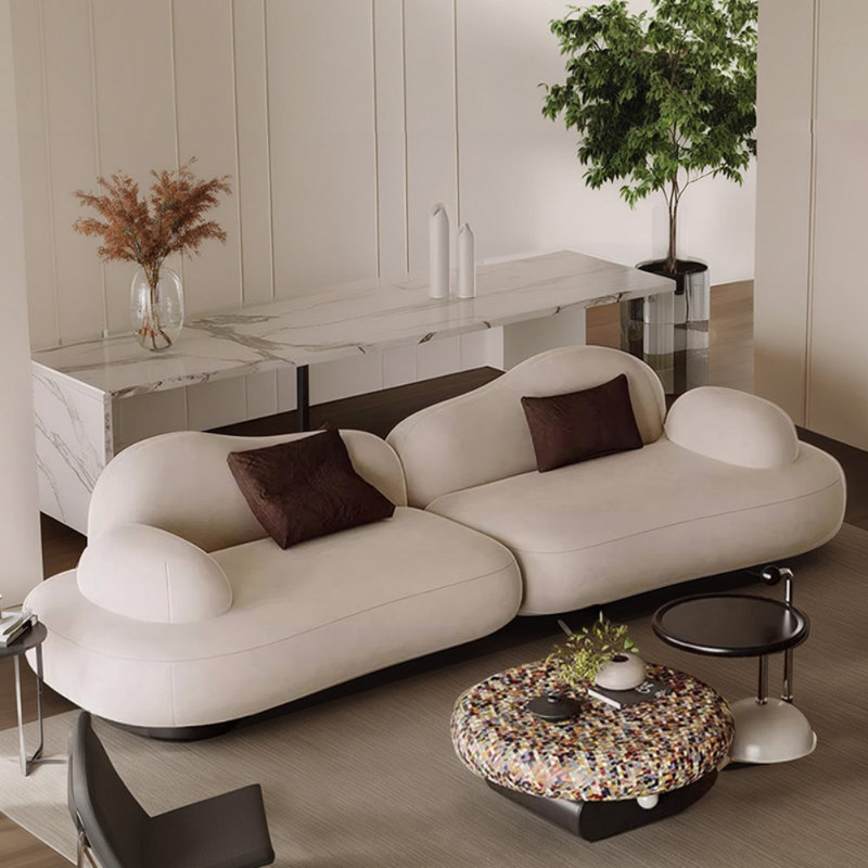 Cream-Style Straight Minimal Couch