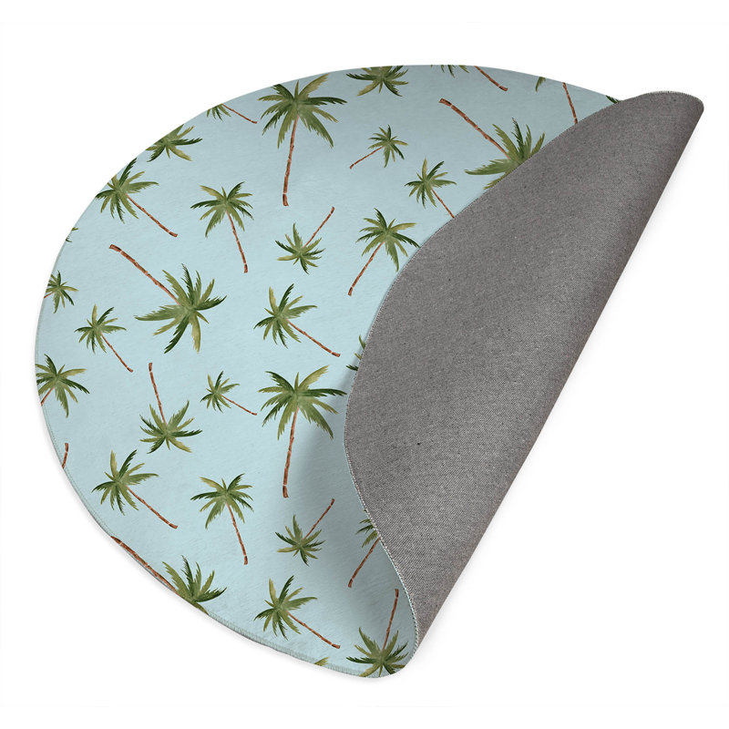 Summer Palms Outdoor Rug, Round 5'
