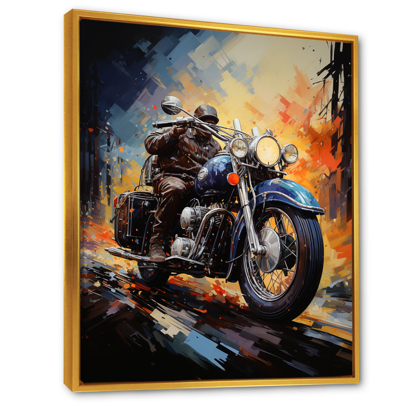 Fantaisie Moto Odyssey, Cadre flottant doré, H 44 po x l 34 po x P 1,5 po