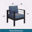 Ensemble de 2 fauteuils de patio en aluminium toutes saisons 28 po avec coussins bleus épais et structure noire-1914503991