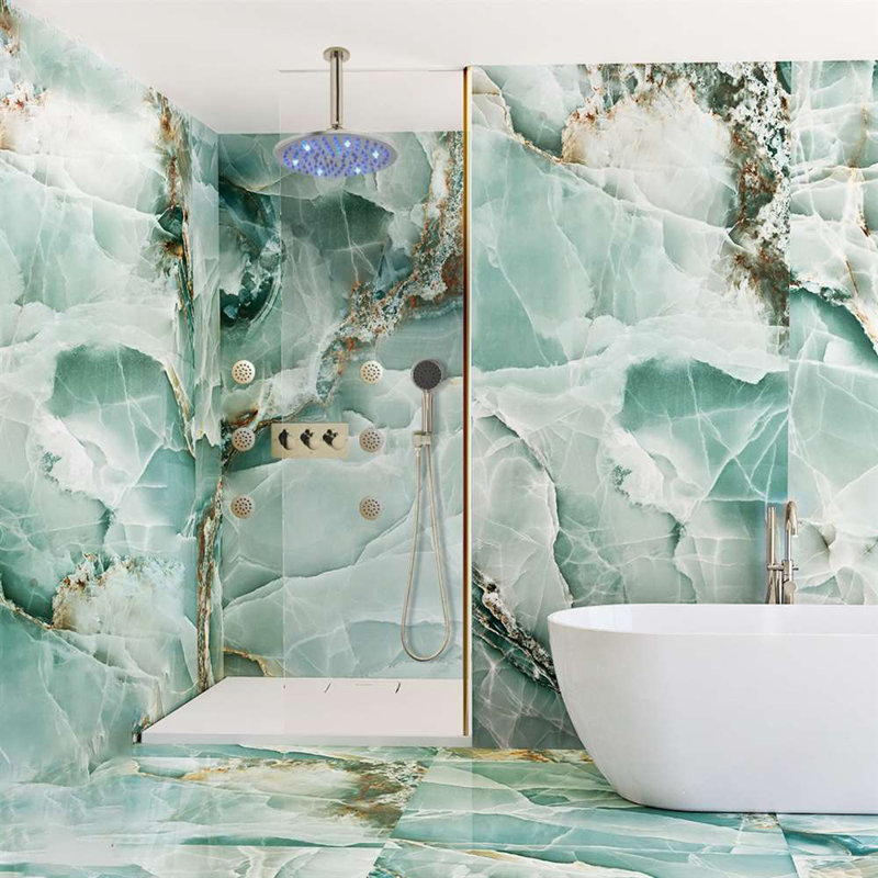 Ensemble de douche à DEL Versilia avec éclairage dynamique et expérience de douche luxueuse, Nickel brossé, H 2 po x l 20 po