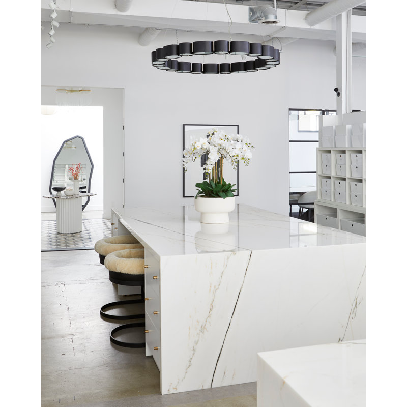 Opal 22 Light Chandelier, Soft Black/Stainless Steel, Black