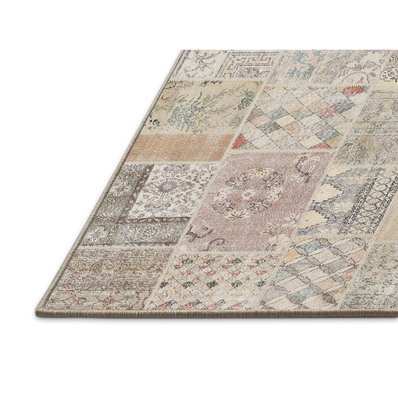 Tapis en laine beige / gris, Rectangle 7 pi x 10 pi
