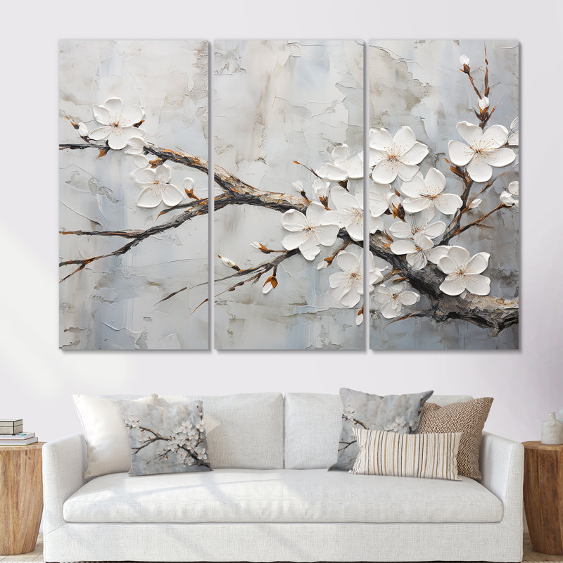 Ensemble de décorations murales Morven - Cherry Blossom, Toile tendue, H 40 po x l 60 po