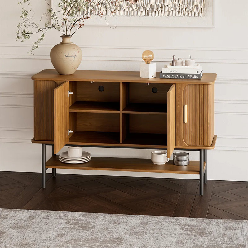 Buffet 54 po Mid-Century moderne en noyer, buffet avec tiroirs, crédence d'entrée