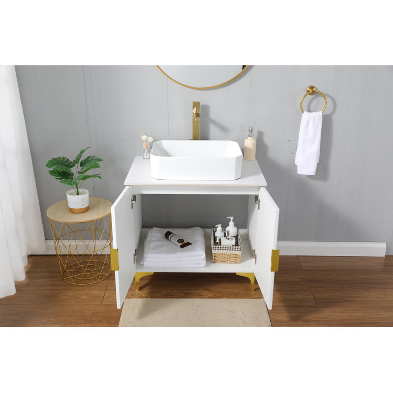 30"Modern White Vessel Sink Vanity, White