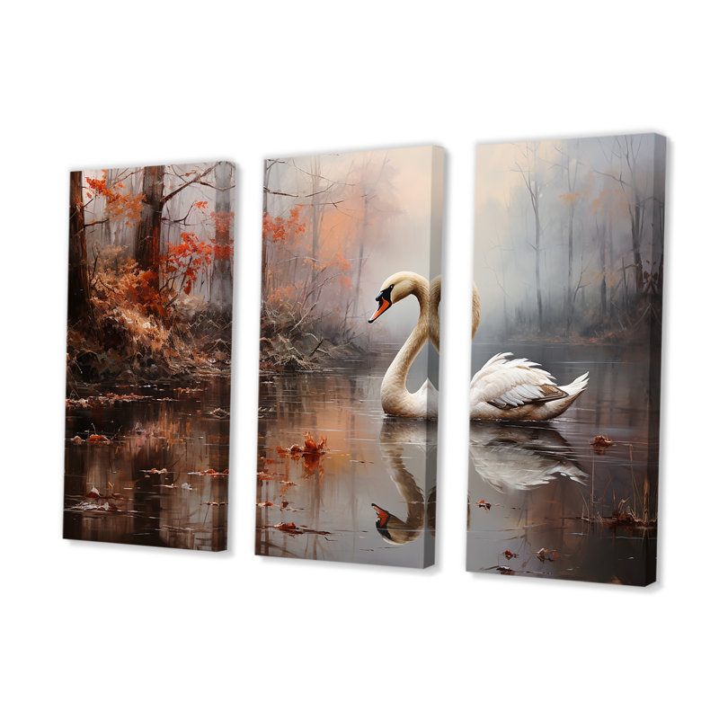 Ensemble de décoration murale Swan dans la brume, H 32 po x l 48 po