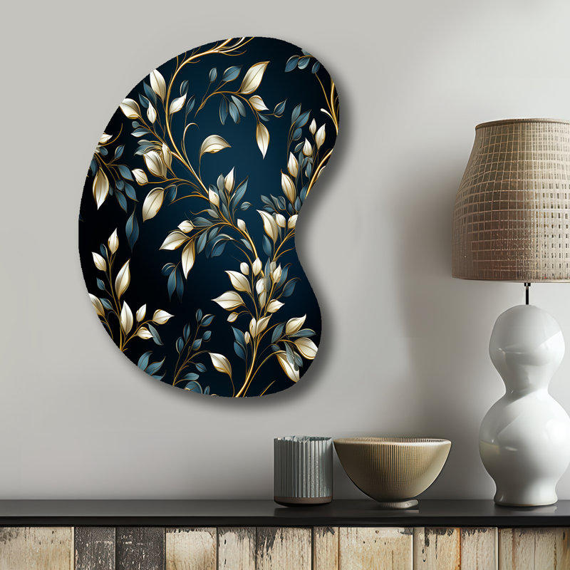 Mornimont - Art mural floral asymétrique en métal, sculpture murale en métal de forme unique, H 31 po x l 22 po