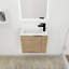 Meuble-lavabo flottant 22 po avec porte à fermeture douce - imitation chêne moderne pour les petites salles de bain