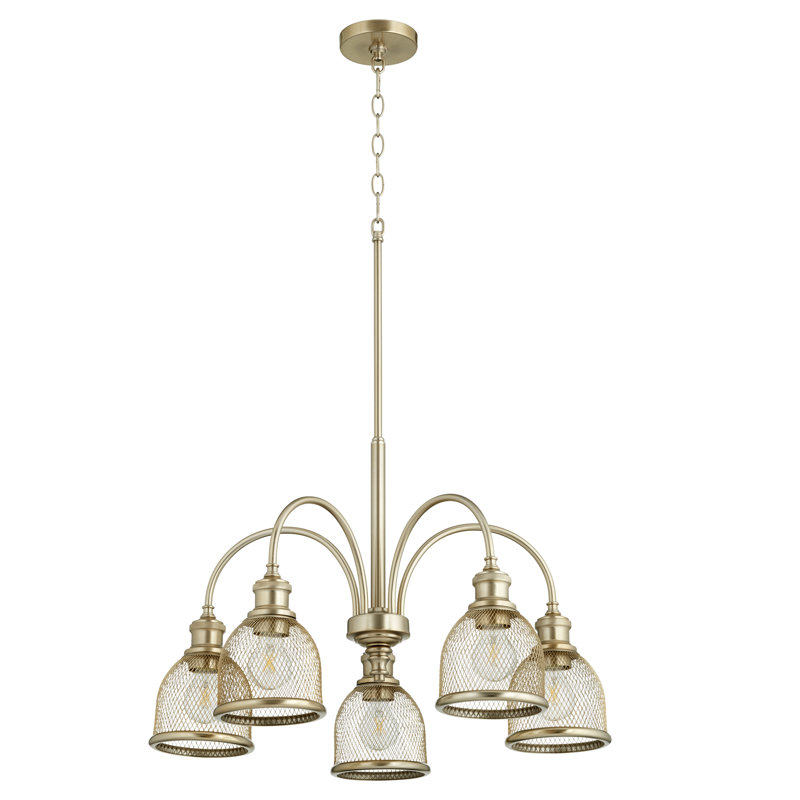 Lustre classique/traditionnel ombré 5 lumières Crowley, Laiton vieilli