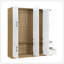 Armoire de rangement à 3 portes en bois pour chambre à coucher avec tablettes et 2 tiroirs, tablettes de rangement latérales-1282861971