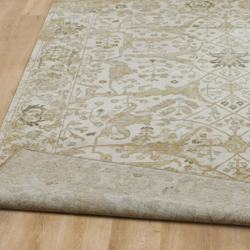 Wool Area Rug, Rectangle 8'6" x 11'6", Gold/Ivory