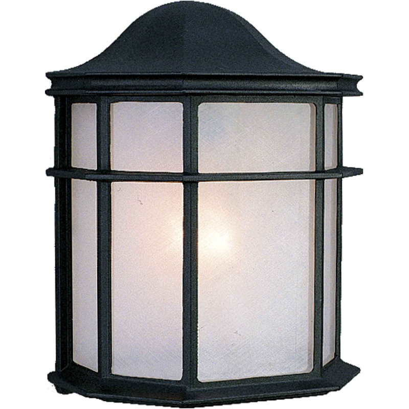 1-Light Outdoor Cast Aluminum Black Wall Mount Wall Sconce Wall Lantern with White Acrylic Lens, Black