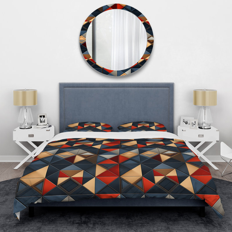 Ensemble de housse de couette en microfibre bleu / rouge / jaune Ekhum, Housse de couette pour très grand lit et 2 très