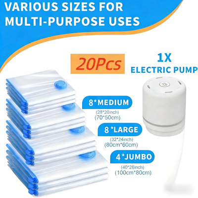  Vacuum Storage Bags With Pump- Vacuum Sealing Bags For Clothes, Duvets, Blankets, Bedding- Space-Saving Vacuum Storage Bags for Halloween And Christmas Gift Storage