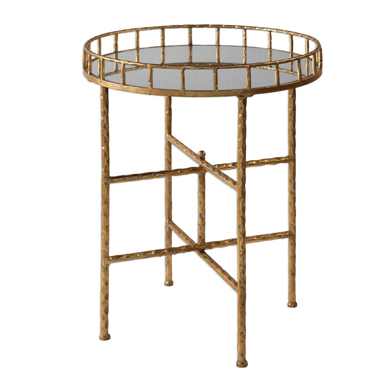 Surrency Mirrored Glass Tray Top End Table