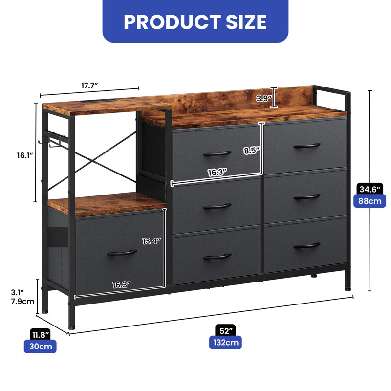Commode Zibal, Gris foncé