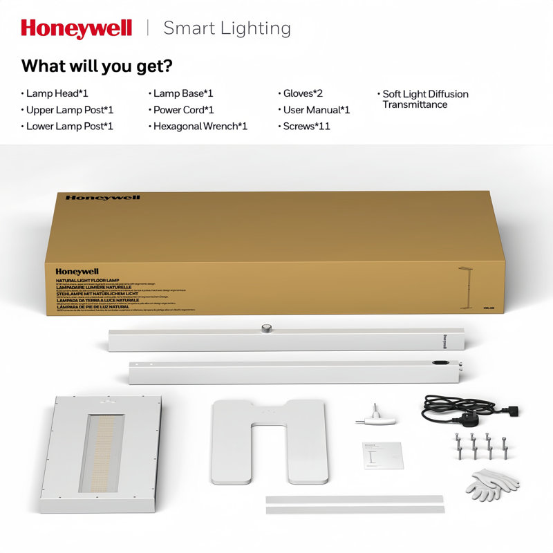 Lampe sur pied à DEL 77 po à intensité variable et luminosité réglable de 4 000 lumens avec 4 000 lumens Honeywell