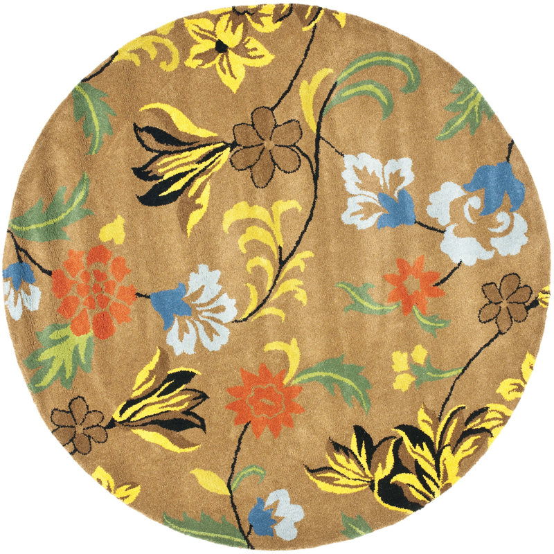 Soho Hand Tufted Wool And Viscose Floral Rug, Round 8'