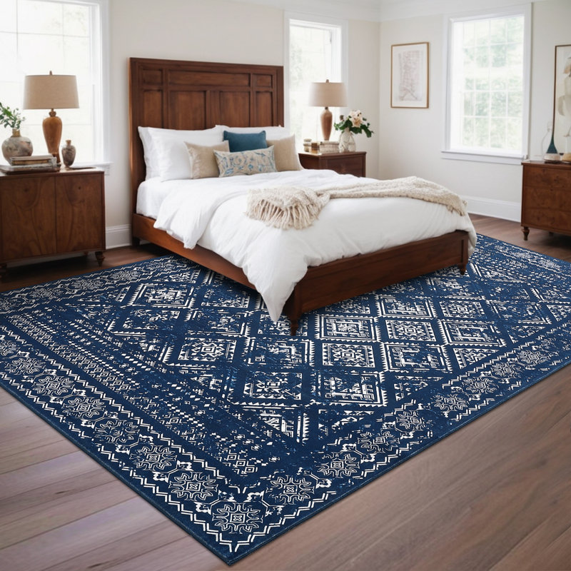Elegant Oriental Machine Washable Rug with Rubber Anti-Slip Backing Ideal for Living Room, Dining Room, Bedroom, Office & Playroom