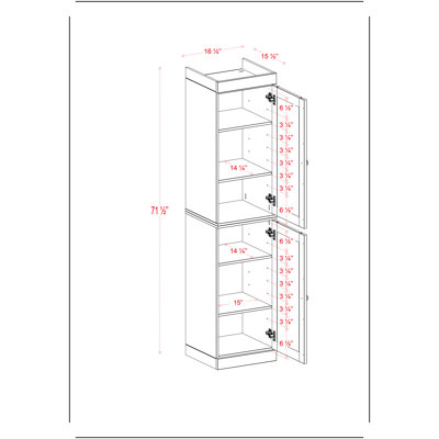 Garde-manger Palace 100% bois massif 16,5 po avec portes Shaker et tablettes réglables Palace Imports