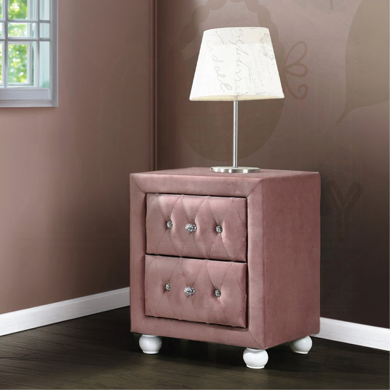 Table de chevet Montreux en tissu rose