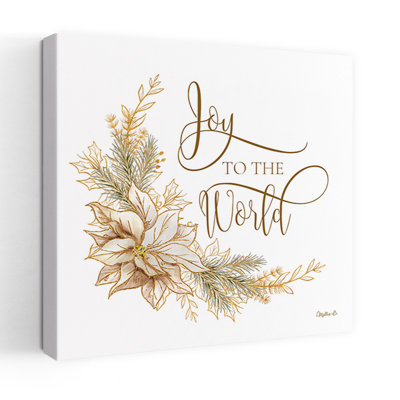 Golden Joy To The World Contemporary Pine Poinsettia Art