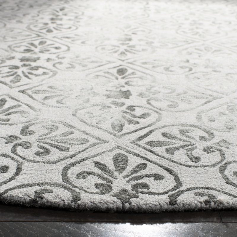 Tapis gris en laine touffeté à la main Oakton, Tapis de couloir 2 pi 3 po x 8 pi