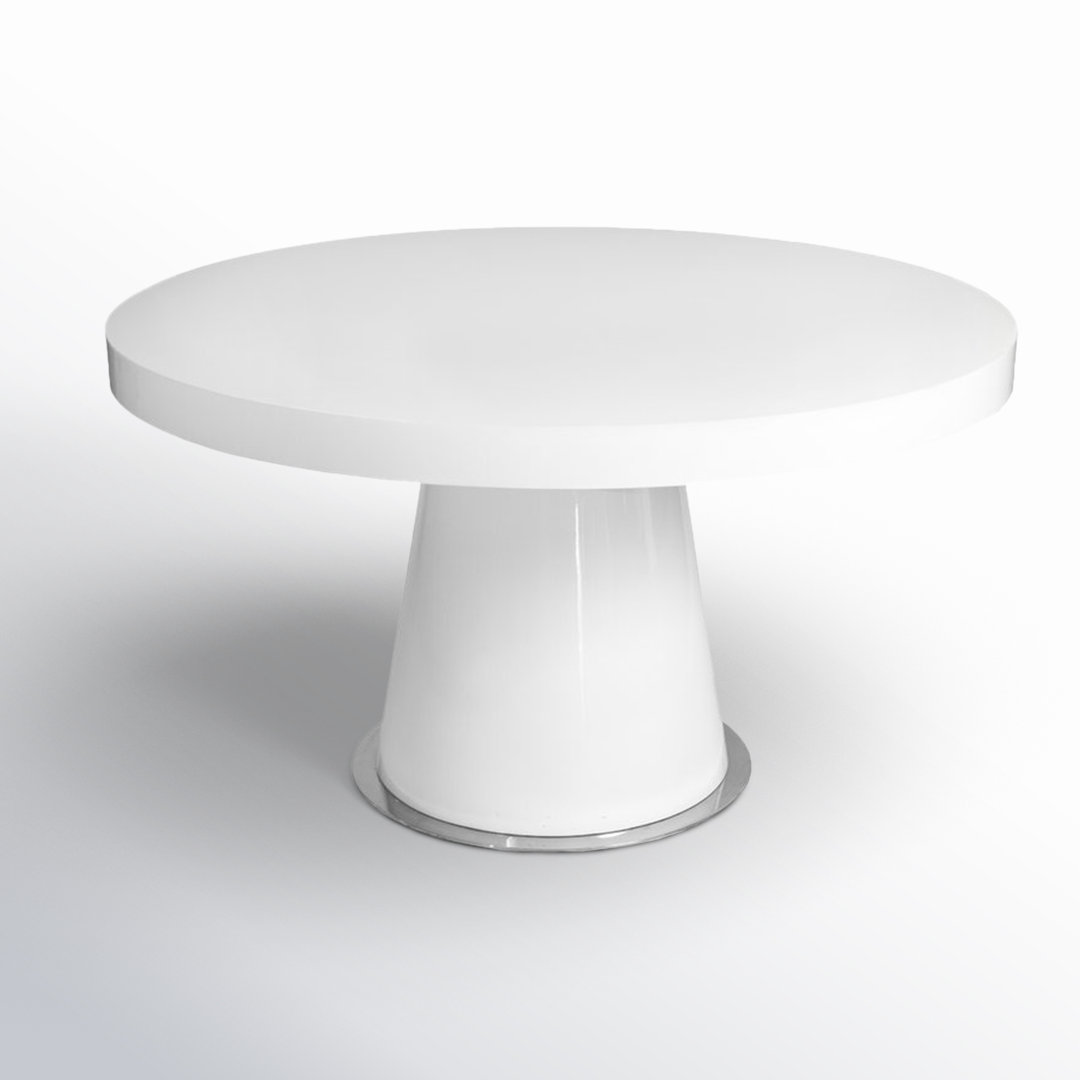 Pangea Home Modern Ronald Claudine 53'' Round Pedestal Dining Table  – Contemporary Dining Table in High Gloss or Wood Finish- 6- Seat Table AllModern 