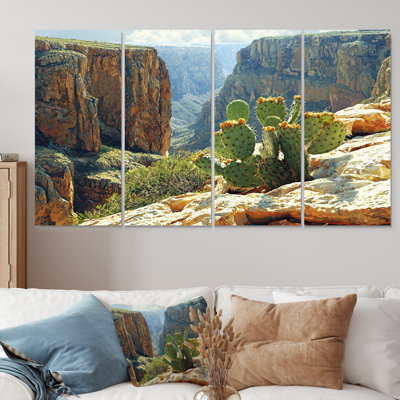 Arizona Cactus At The Canyons Edge I - Floral Cactus Wall Art - Traditional Wall Art Decor Set