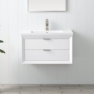 Danbury 30" Modern Minimalist Wall-Mount Bathroom Vanity Set