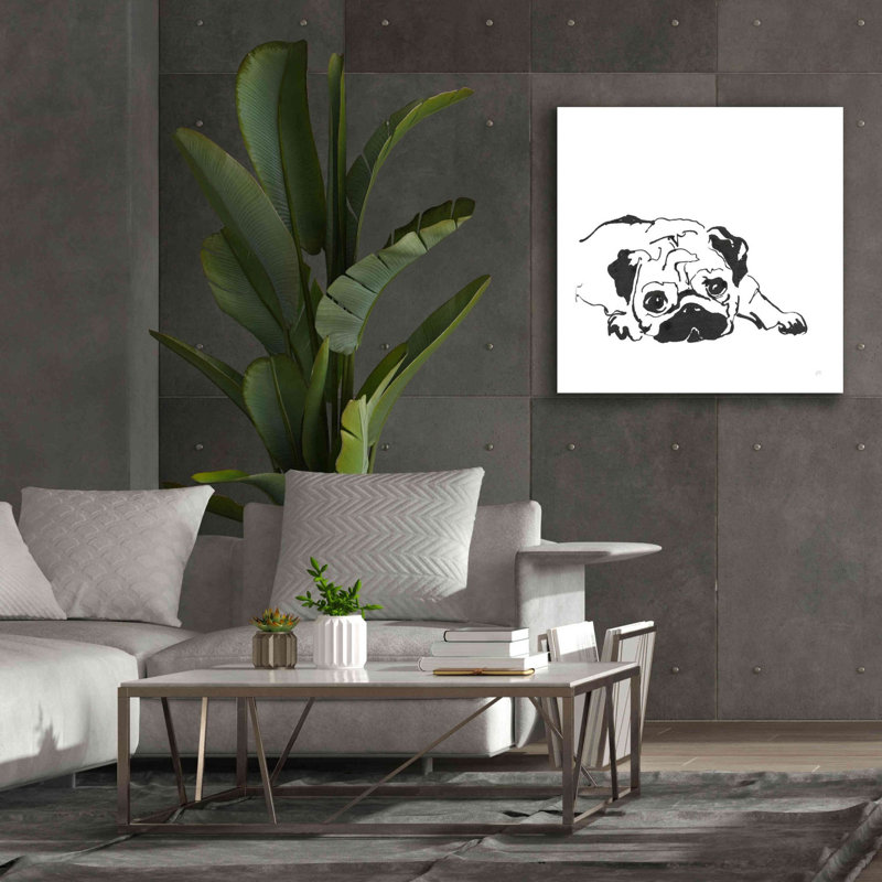 «Line Dog Pug II» par Chris Paschke, estampe numérique sur toile, H 37 po x l 37 po x P 1,5 po